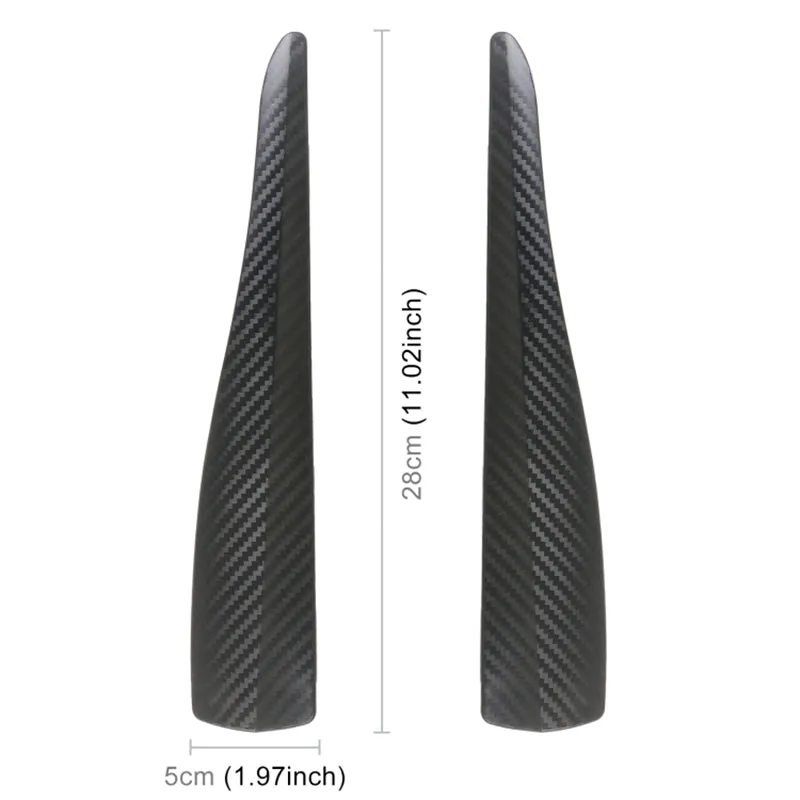 1 Pair Car Front Bumper Protective Strips Carbon Fiber Texture Anti-Collision Adhesive Silicone Strips, Size S