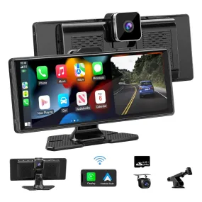 10.26" Apple CarPlay & Android Auto Car Stereo With 4k Dash Cam, 1080p Rear Cam