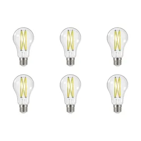 12.5W LED A19 - Clear - Medium Base - 2700K - 90 CRI - 120V - 6-Pack