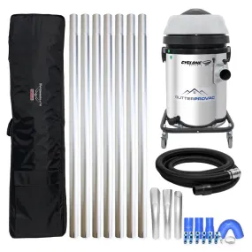 13 Gallon Cyclone 2400W Stainless Steel Domestic Gutter Vacuum with 28 Foot Aluminum Gutter Poles, and Bag