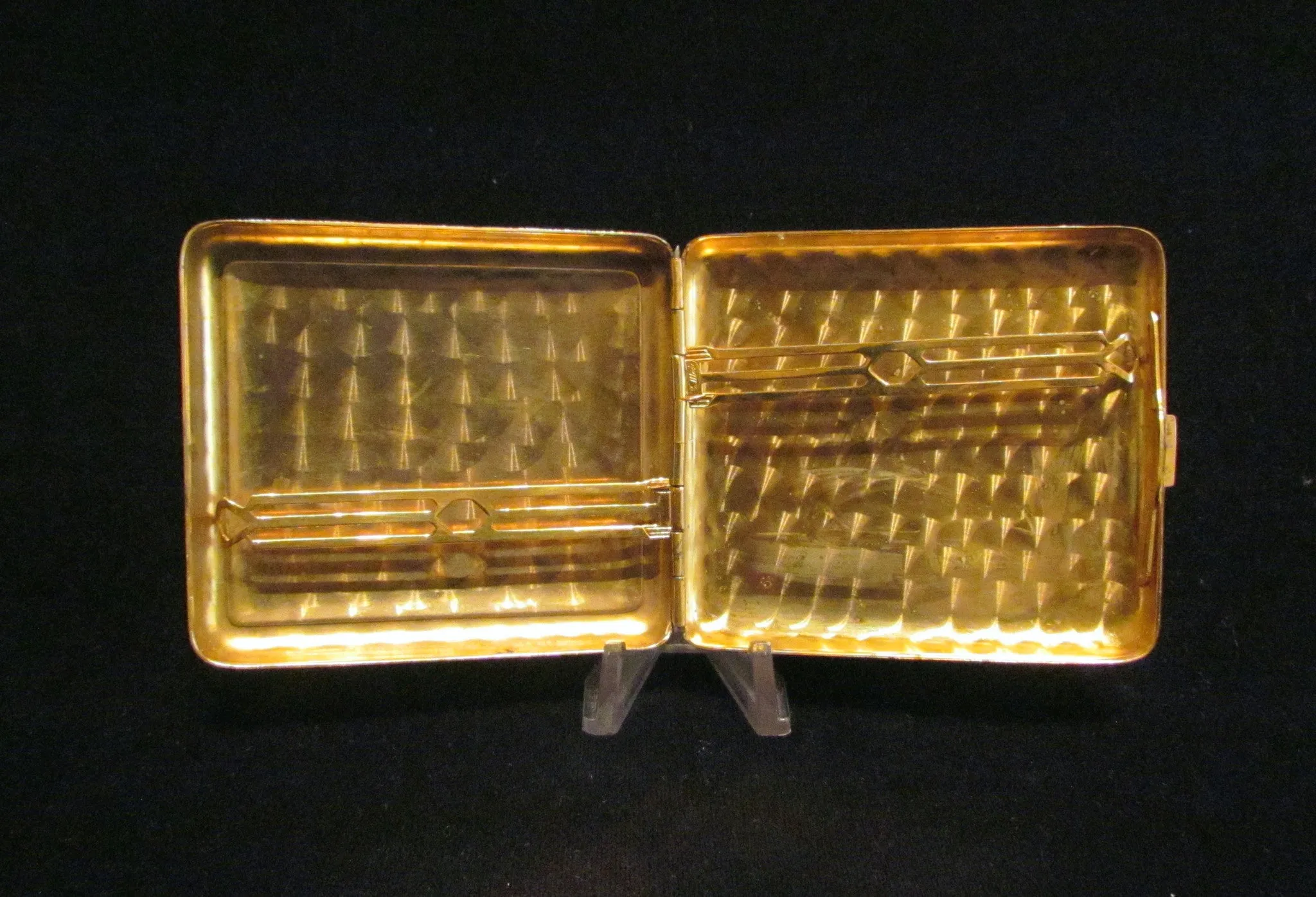 1930s Guilloche Cigarette Case Gold Plated LaMode Card Case Art Deco