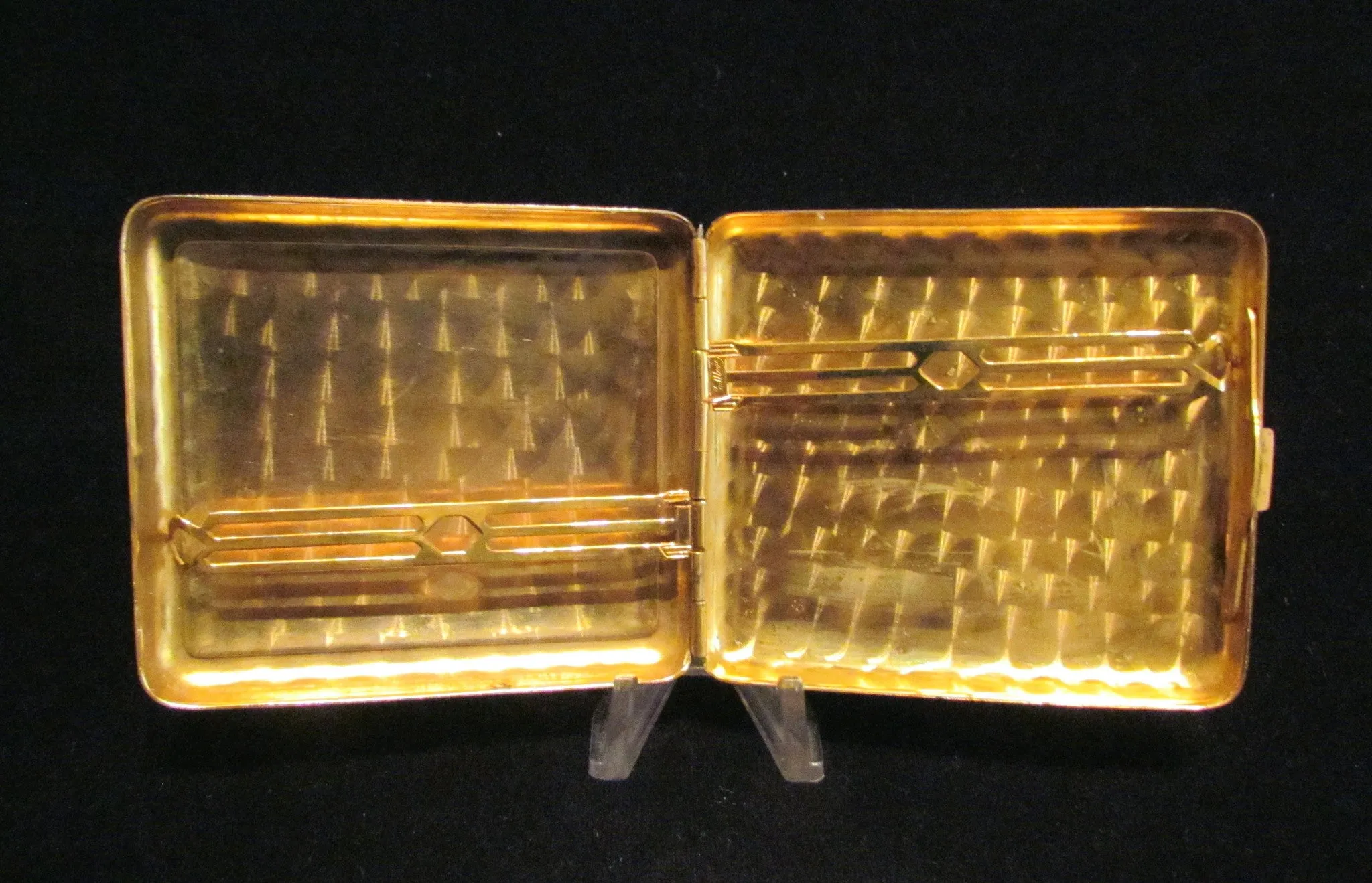 1930s Guilloche Cigarette Case Gold Plated LaMode Card Case Art Deco