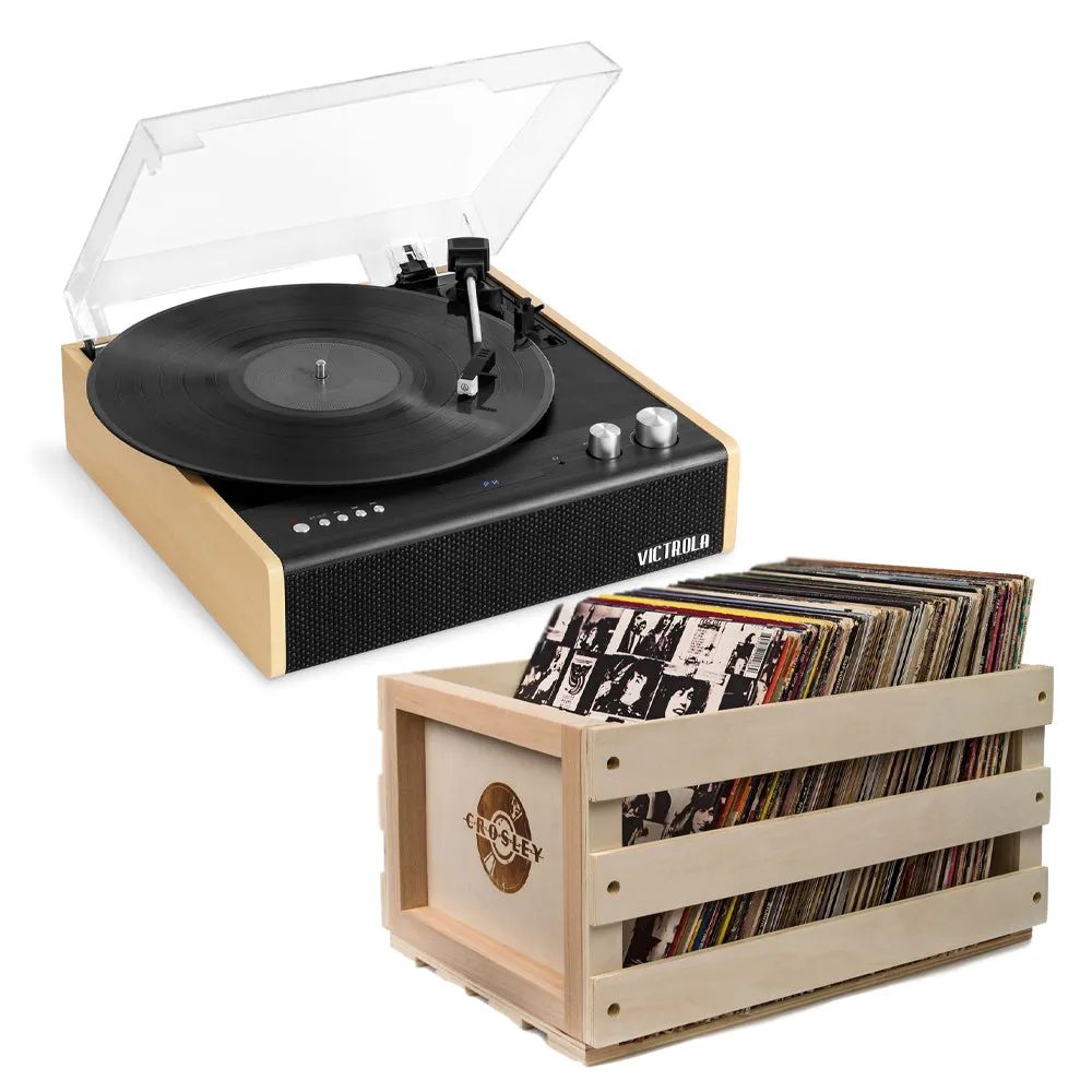 3-Speed Bluetooth Turntable & Record Storage Set - Victrola