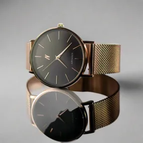 Advance CRWN 36MM Unisex Watch In Rose Gold/Black