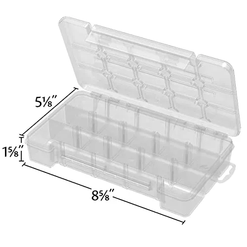 Akro-Mils 05705 Plastic Portable Parts Storage Case for Hardware and Crafts with Hinged Lid and 4 Adjustable Dividers, (8-3/8-Inch x 5-Inch x 1-5/8-Inch), Small, Clear