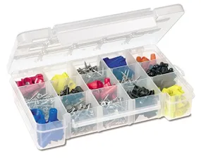 Akro-Mils 05705 Plastic Portable Parts Storage Case for Hardware and Crafts with Hinged Lid and 4 Adjustable Dividers, (8-3/8-Inch x 5-Inch x 1-5/8-Inch), Small, Clear