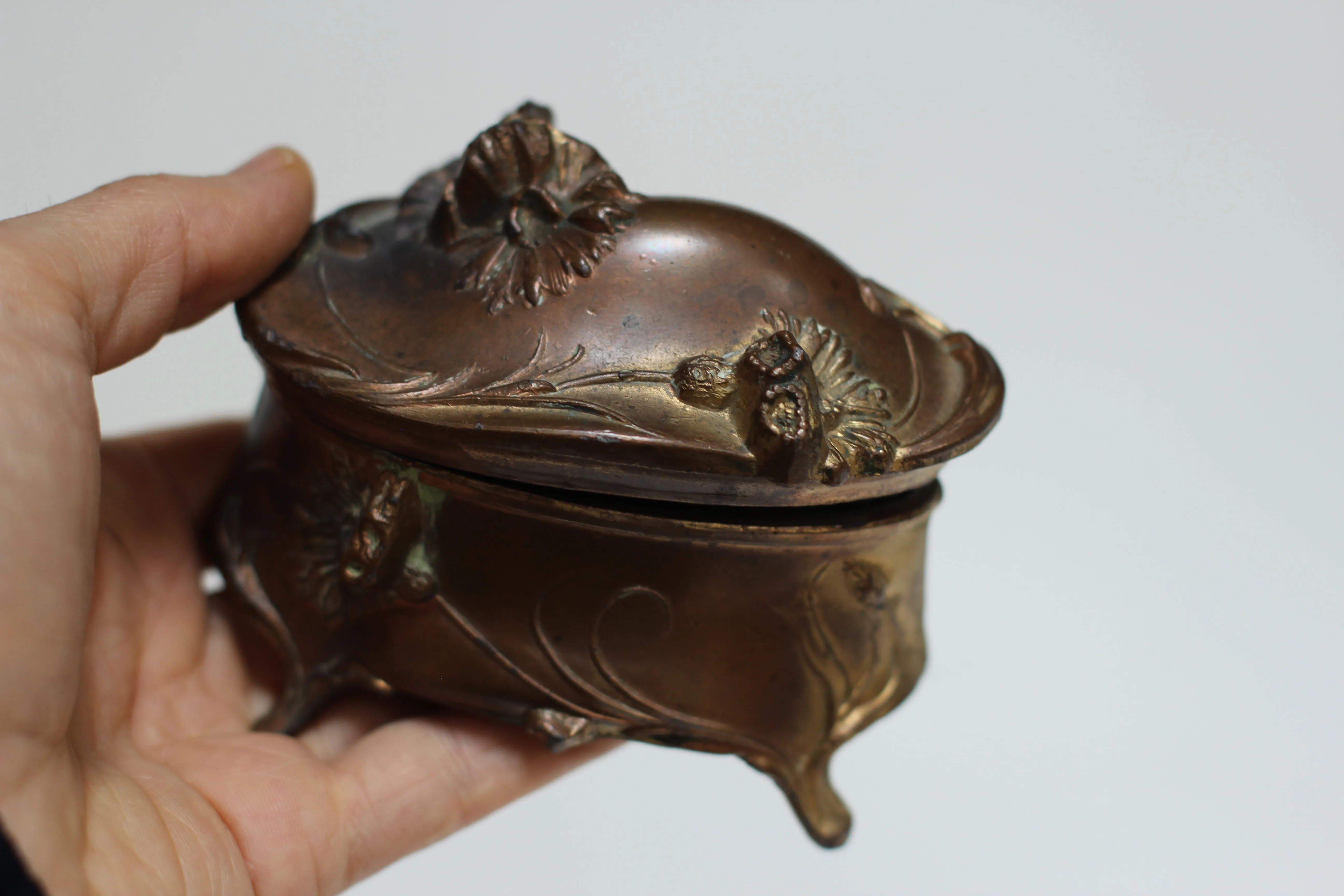 Antique Bronze Art Nouveau Jewelry Box