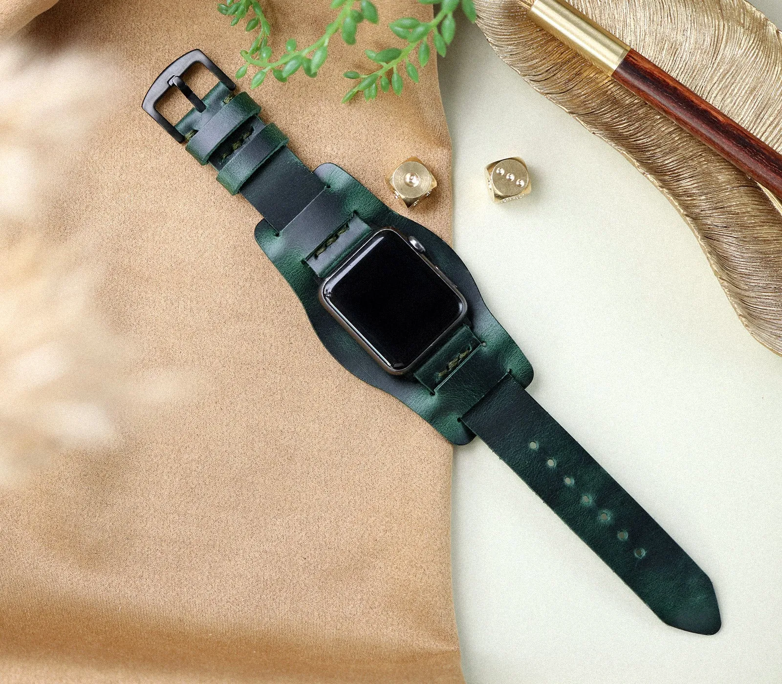 Apple Watch Minimal Bund Strap - Forest Green