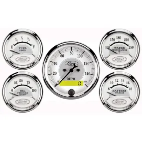 Auto Meter Ford Racing Series 5 Gauge Set - Fuel/Oil/Speedo/Volt/Water 5 in.