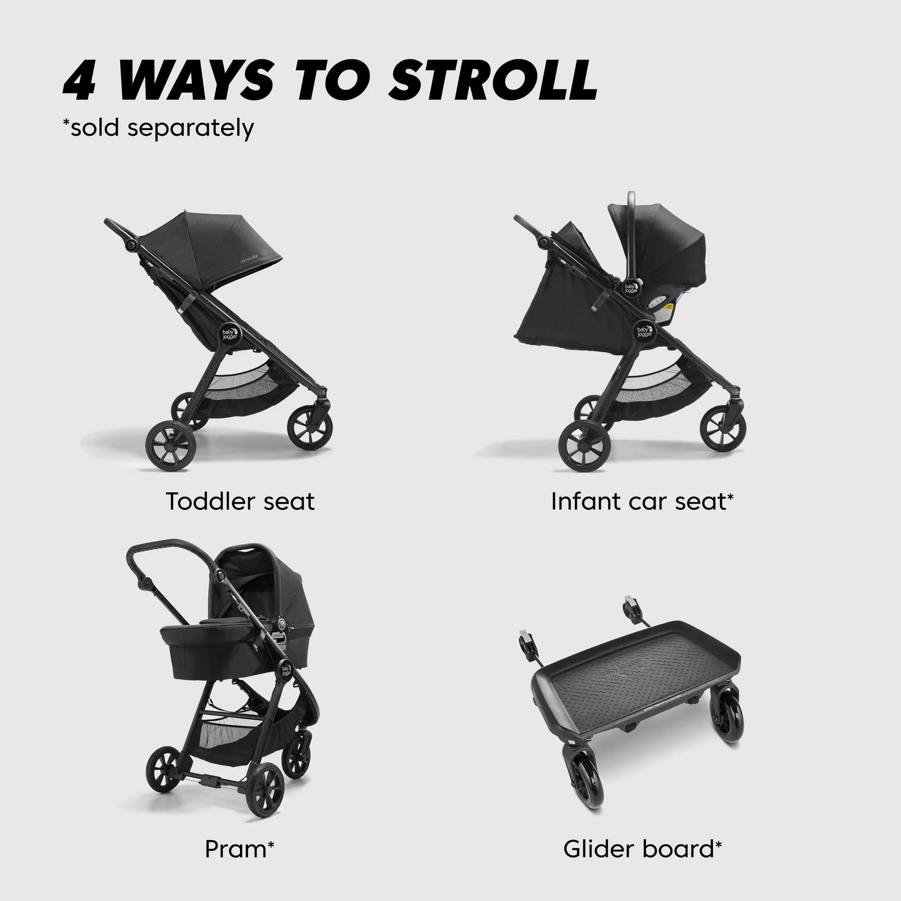 Baby Jogger City Mini GT2 Single Baby Stroller With Car Seat Adapters