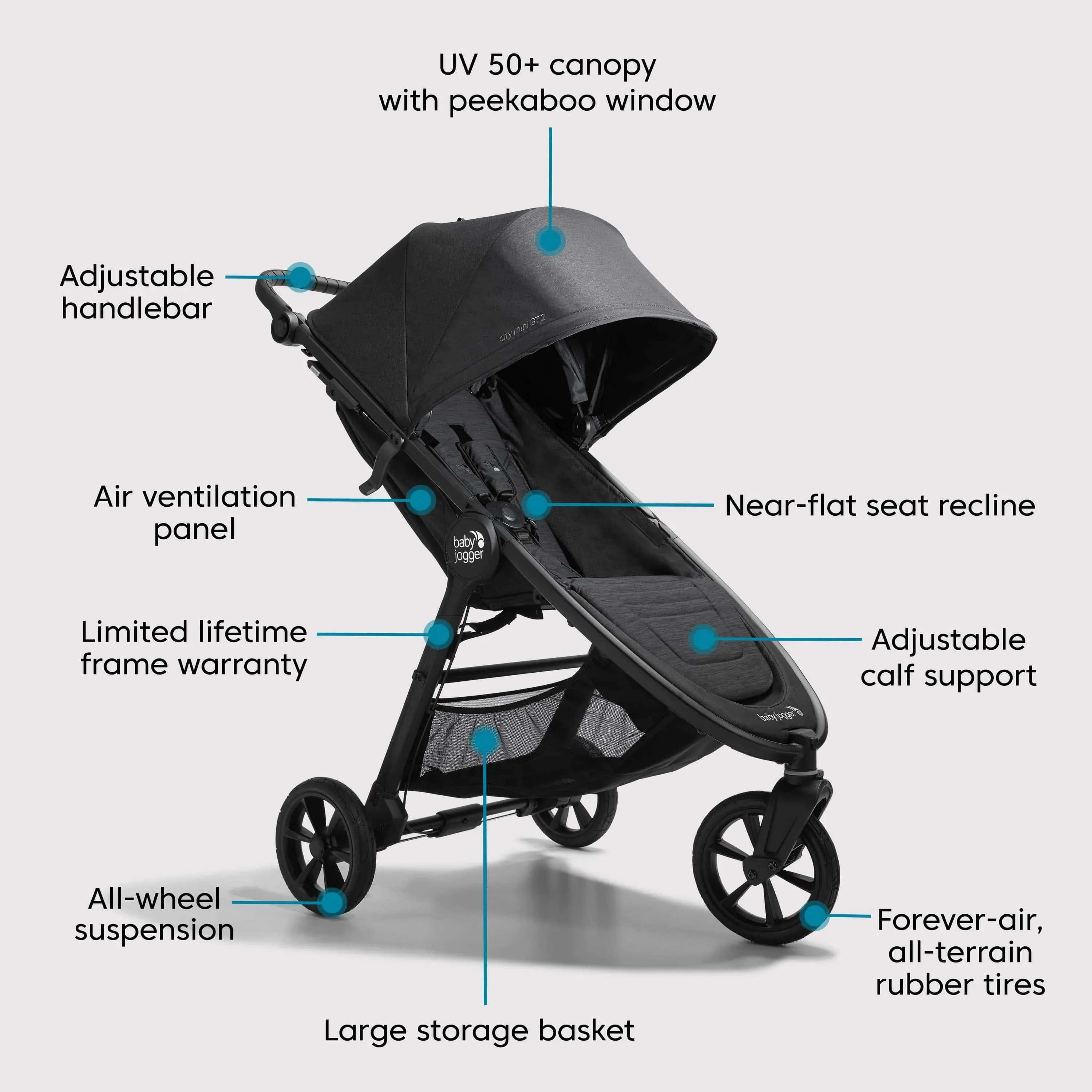 Baby Jogger City Mini GT2 Single Baby Stroller With Car Seat Adapters