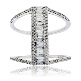 Baguette Center Diamond Right Hand Ring