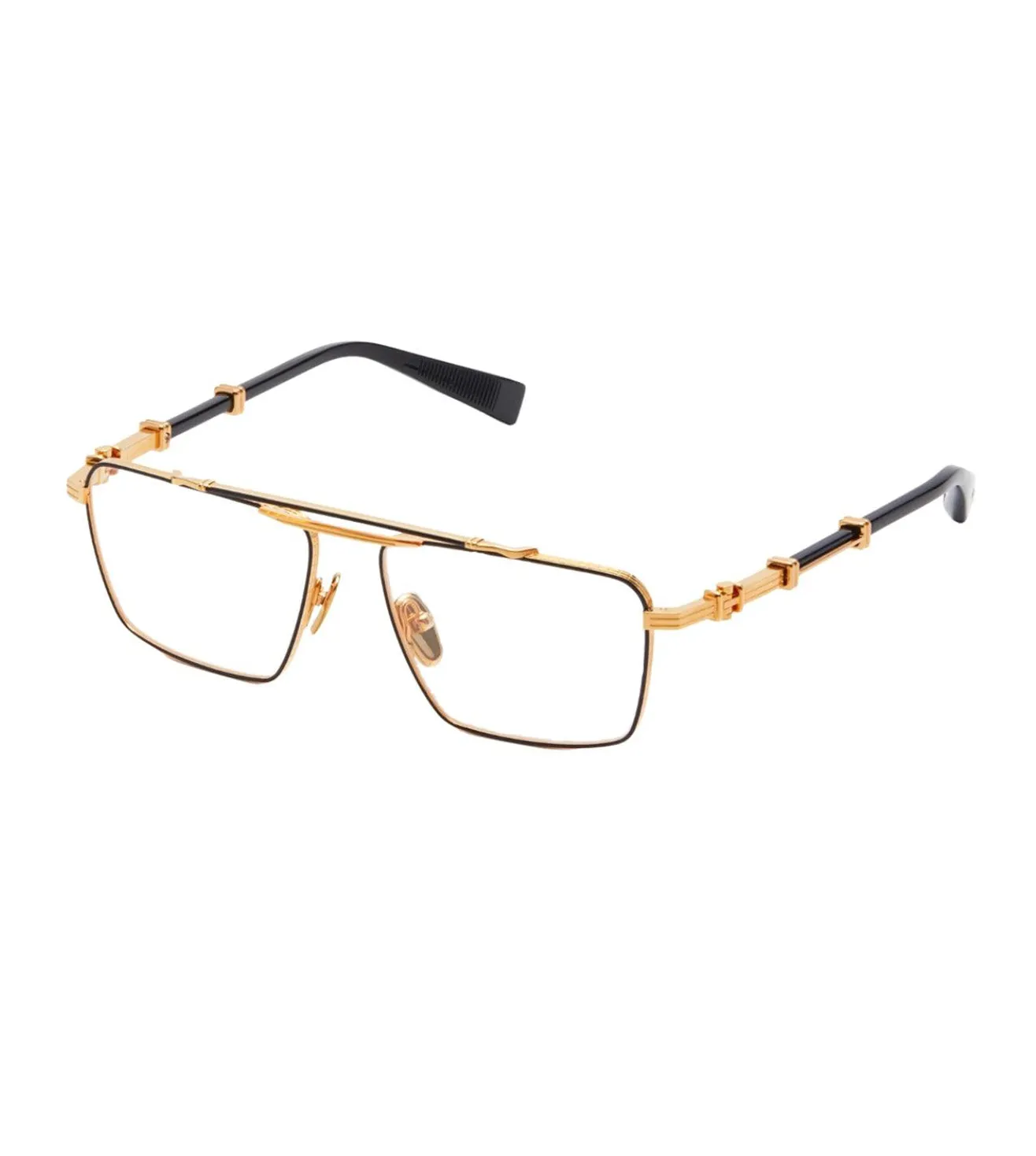 Balmain Men's Black & Gold Aviator Optical Frame