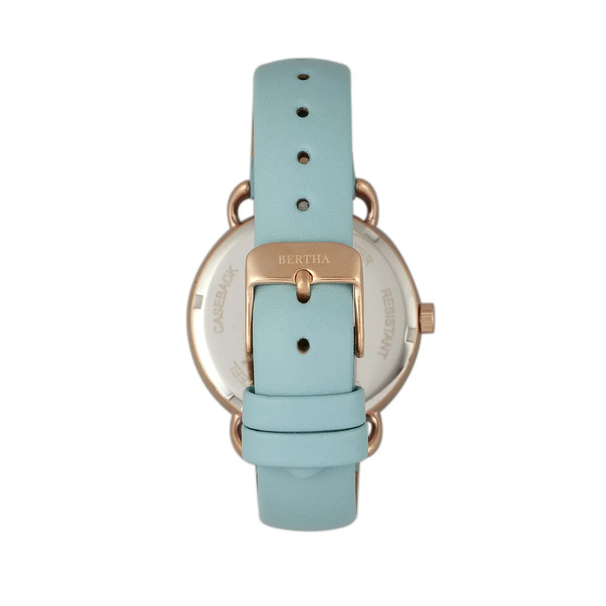 Bertha Gwen Leather-Band Watch w/Day/Date - Seafoam