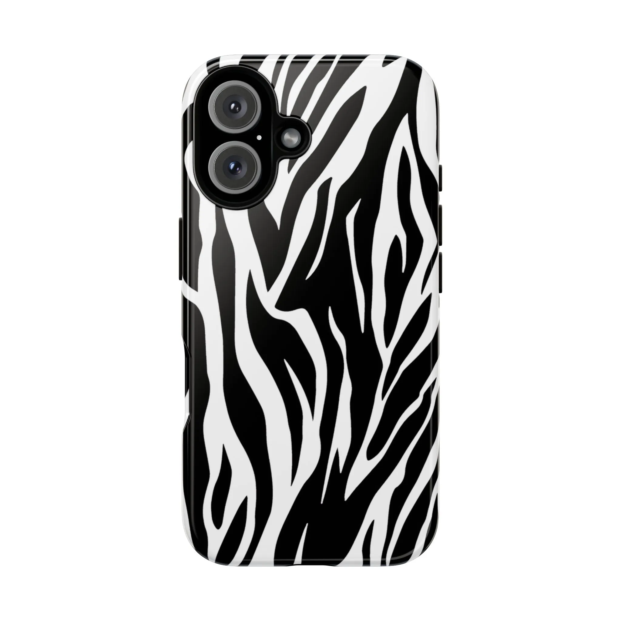 Black White Tiger Print Tough Case Cover for iPhone Samsung and Google phones.