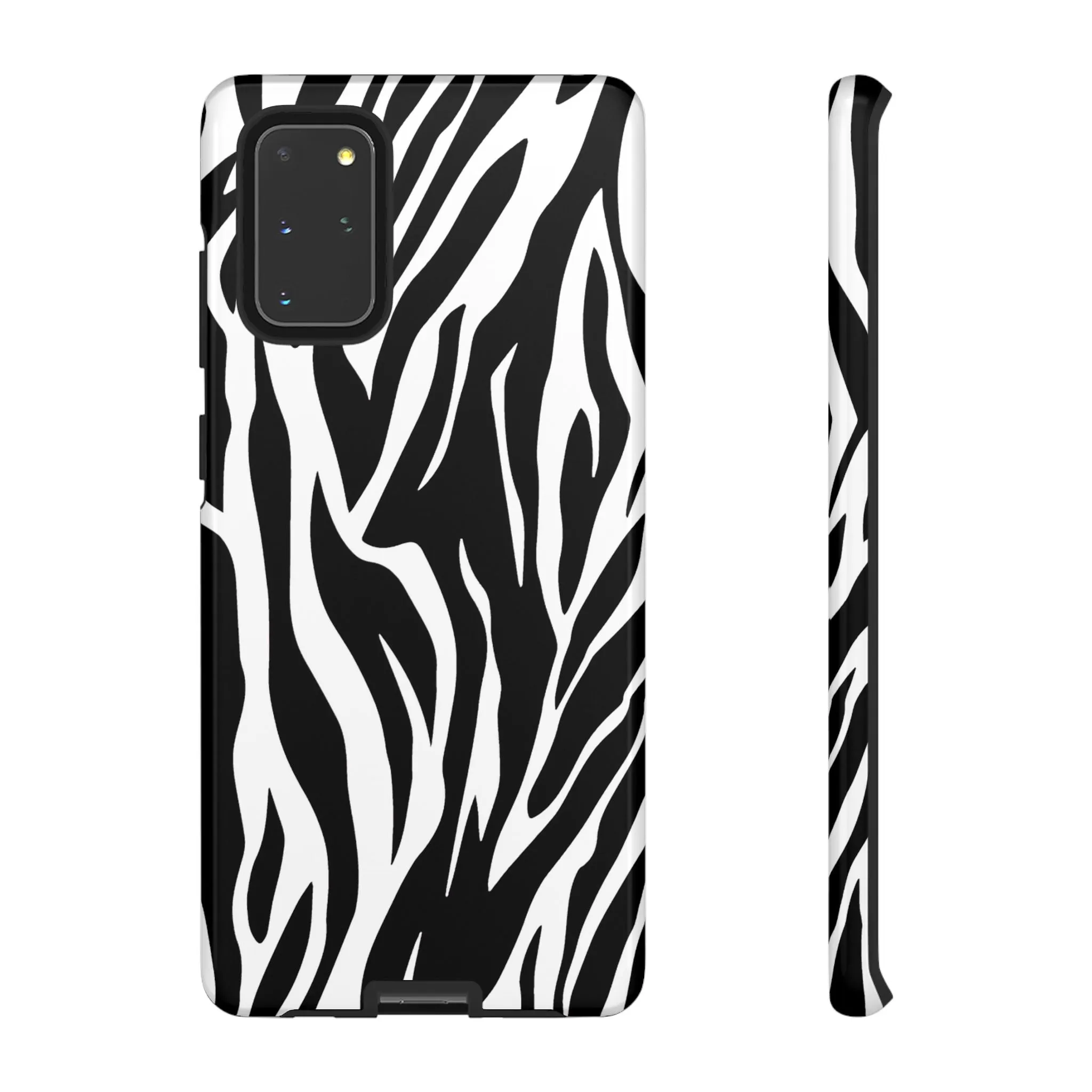 Black White Tiger Print Tough Case Cover for iPhone Samsung and Google phones.