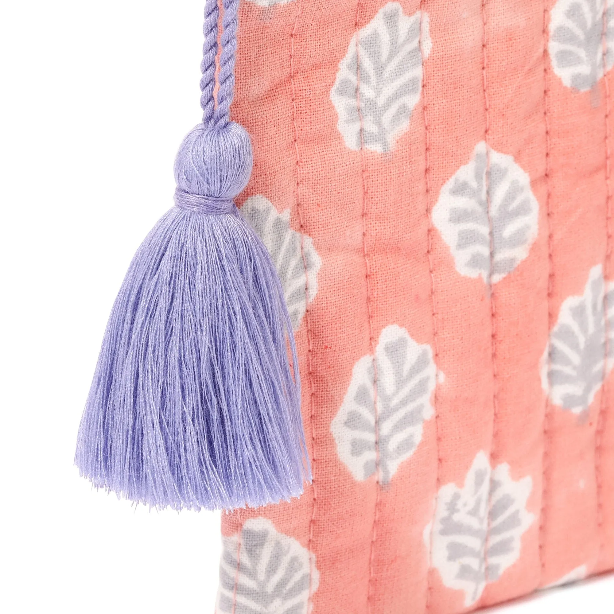 Block Print Mini Pouch Flower Pink