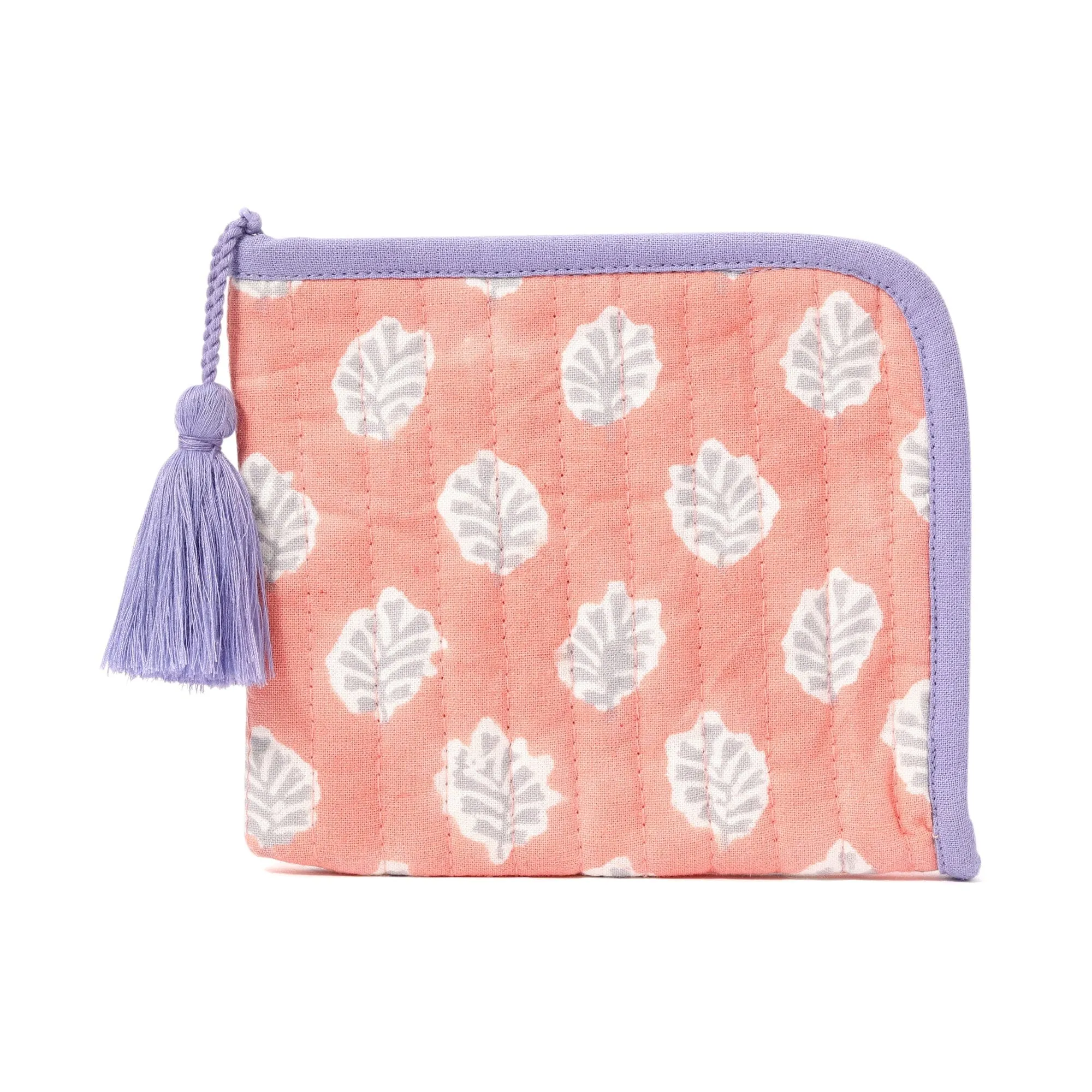 Block Print Mini Pouch Flower Pink