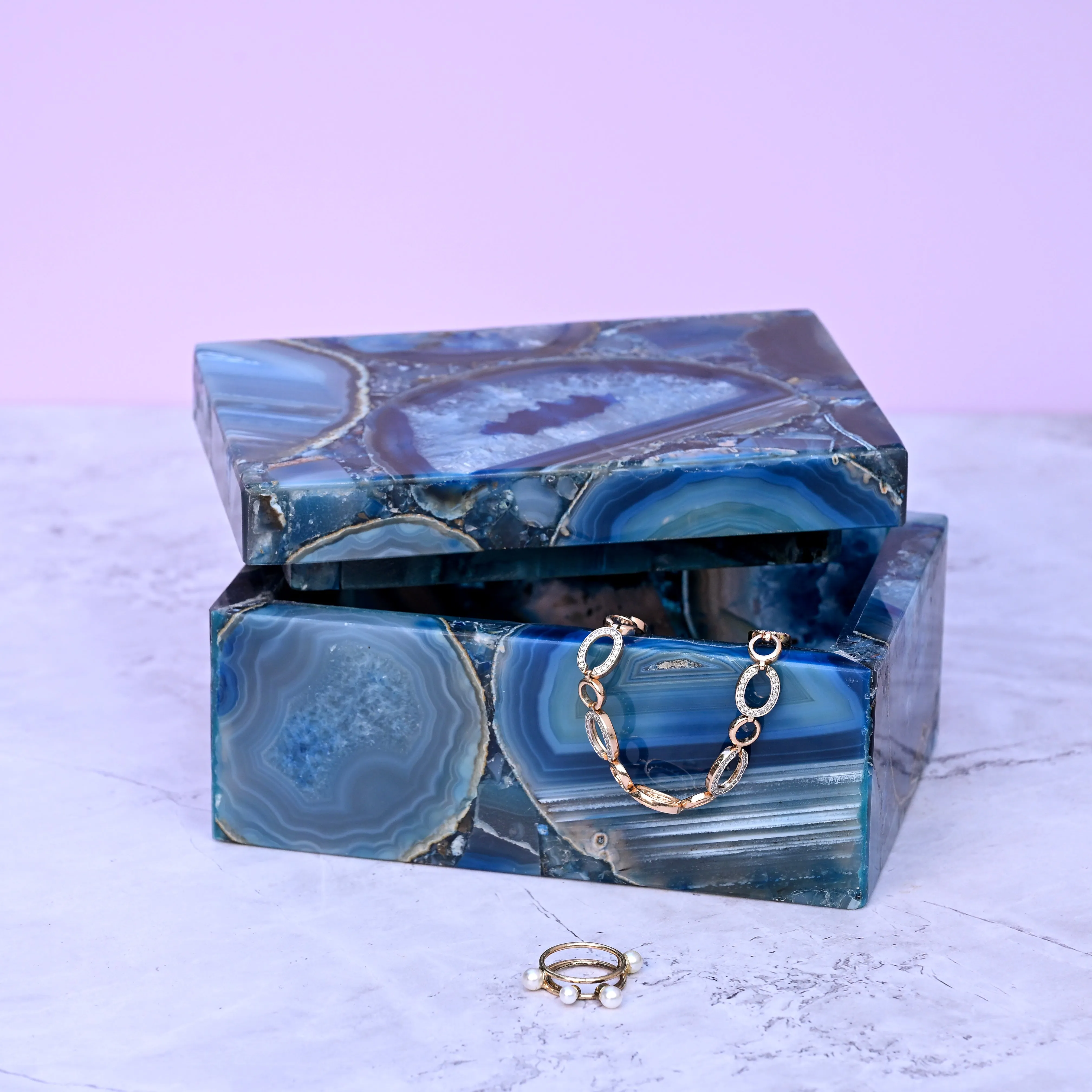 Blue Brazillian Agate Jewellery Box