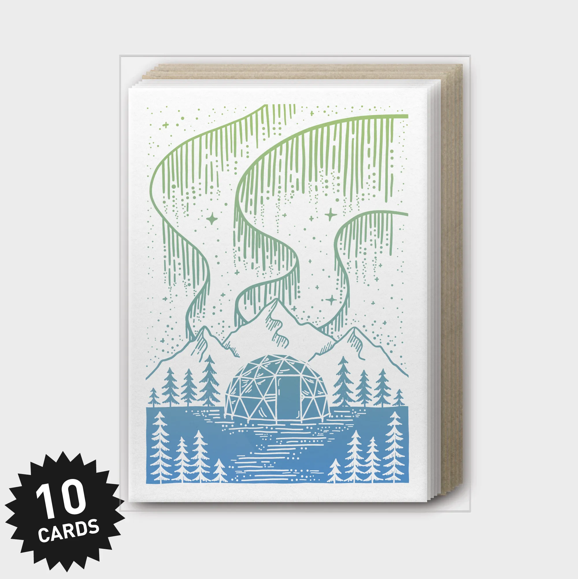 Box Set of 10 - Northern Lights Greeting Card