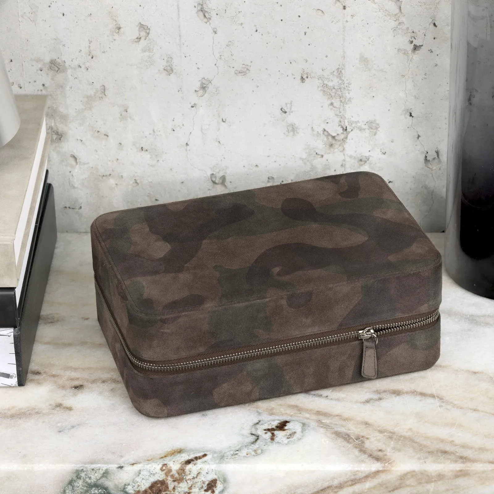 Brown Camo Suede Luxury Leather Watch Box by JPM