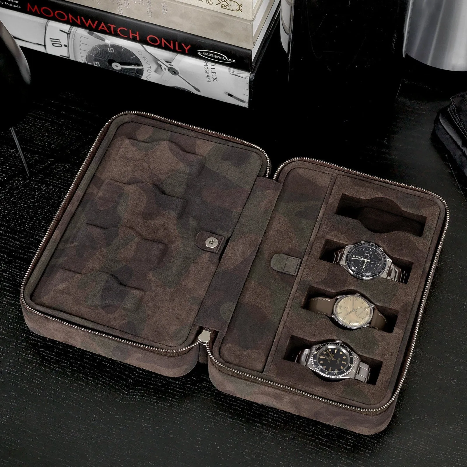 Brown Camo Suede Luxury Leather Watch Box by JPM