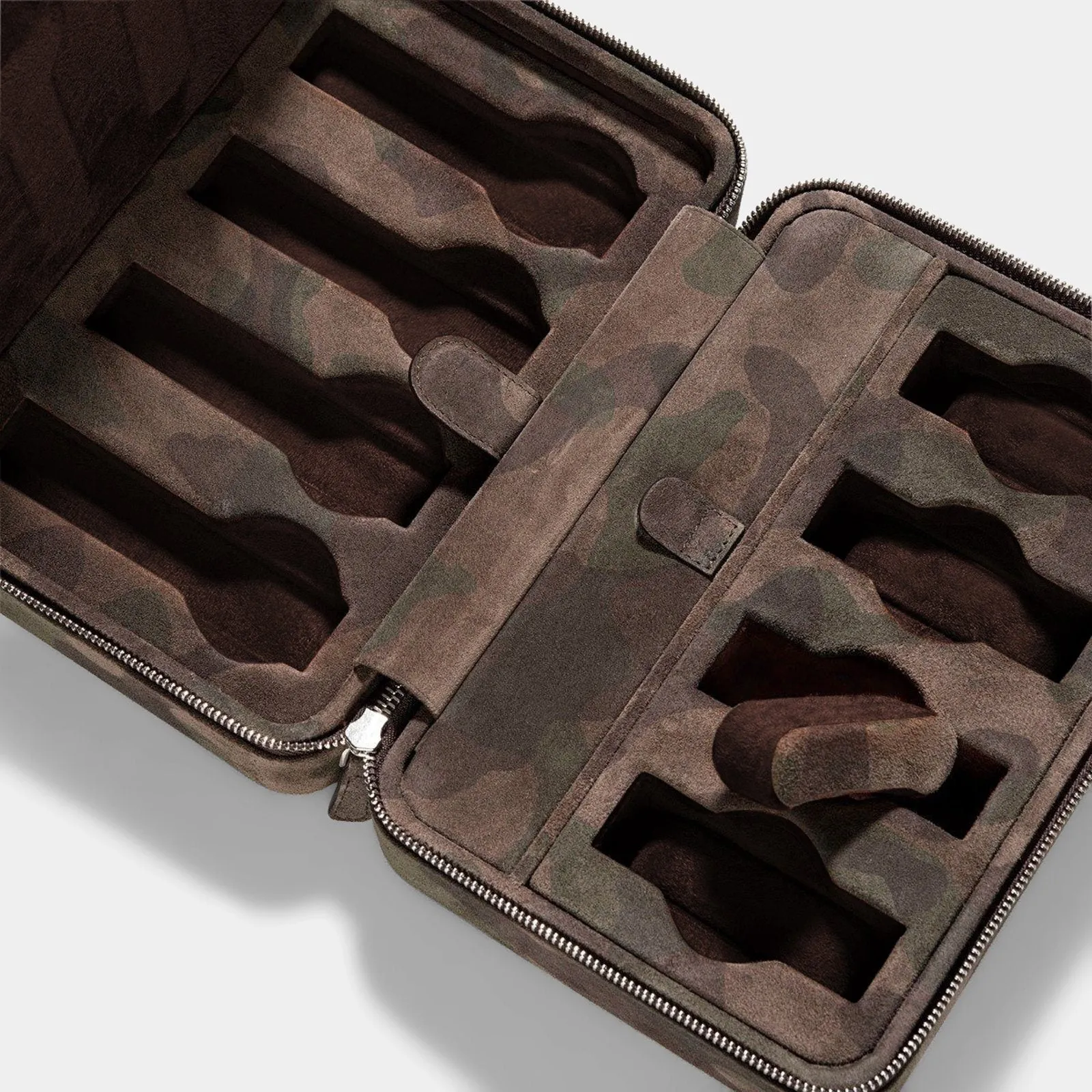 Brown Camo Suede Luxury Leather Watch Box by JPM