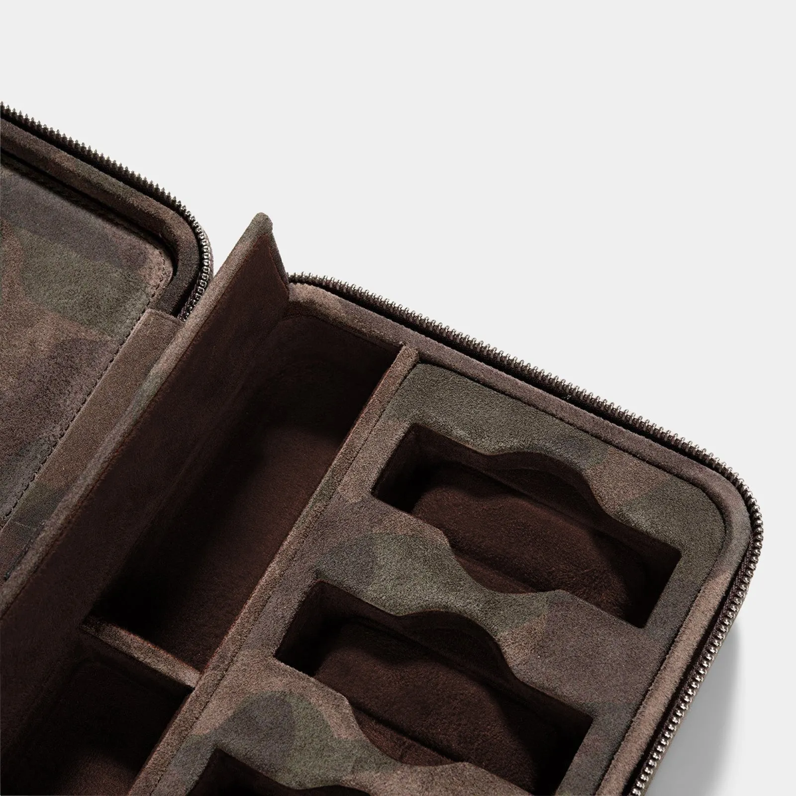 Brown Camo Suede Luxury Leather Watch Box by JPM