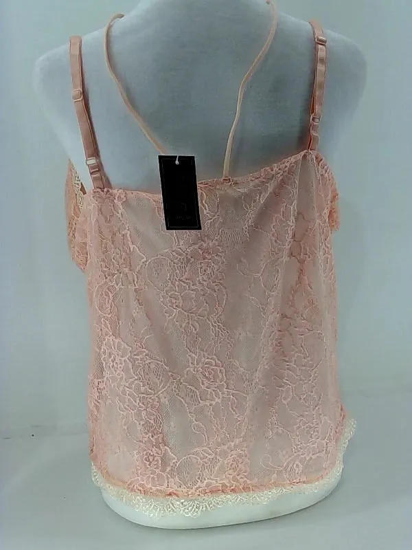 C O C Women's Pink Lace Corset Stretch Strap Pull on Blouse Xlarge