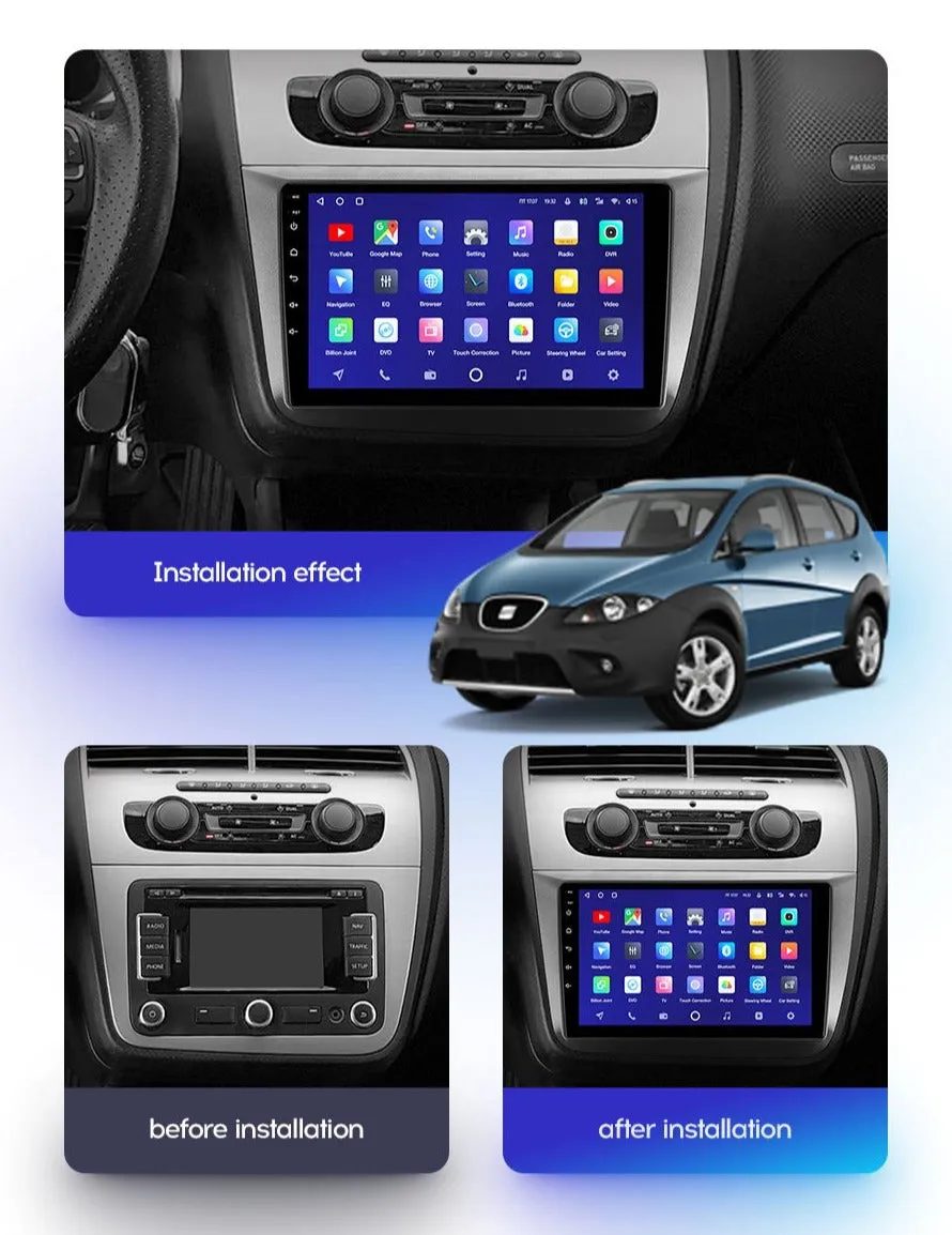 Car Dealz 10.2" Android 10.0 For Seat Altea 5P 2004 - 2015 In Dash Plus OEM Fascia