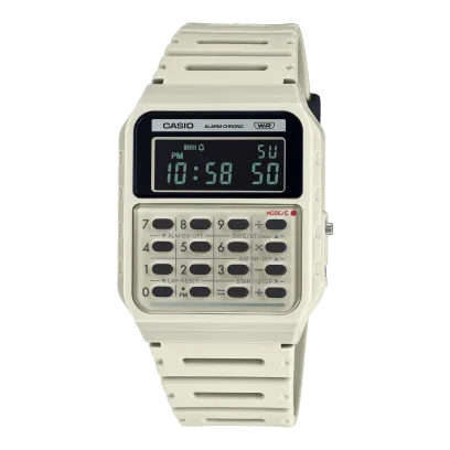 Casio Calculator Unisex Watch Digital Dial with Beige Resin Strap, CA-53WB-8BDF