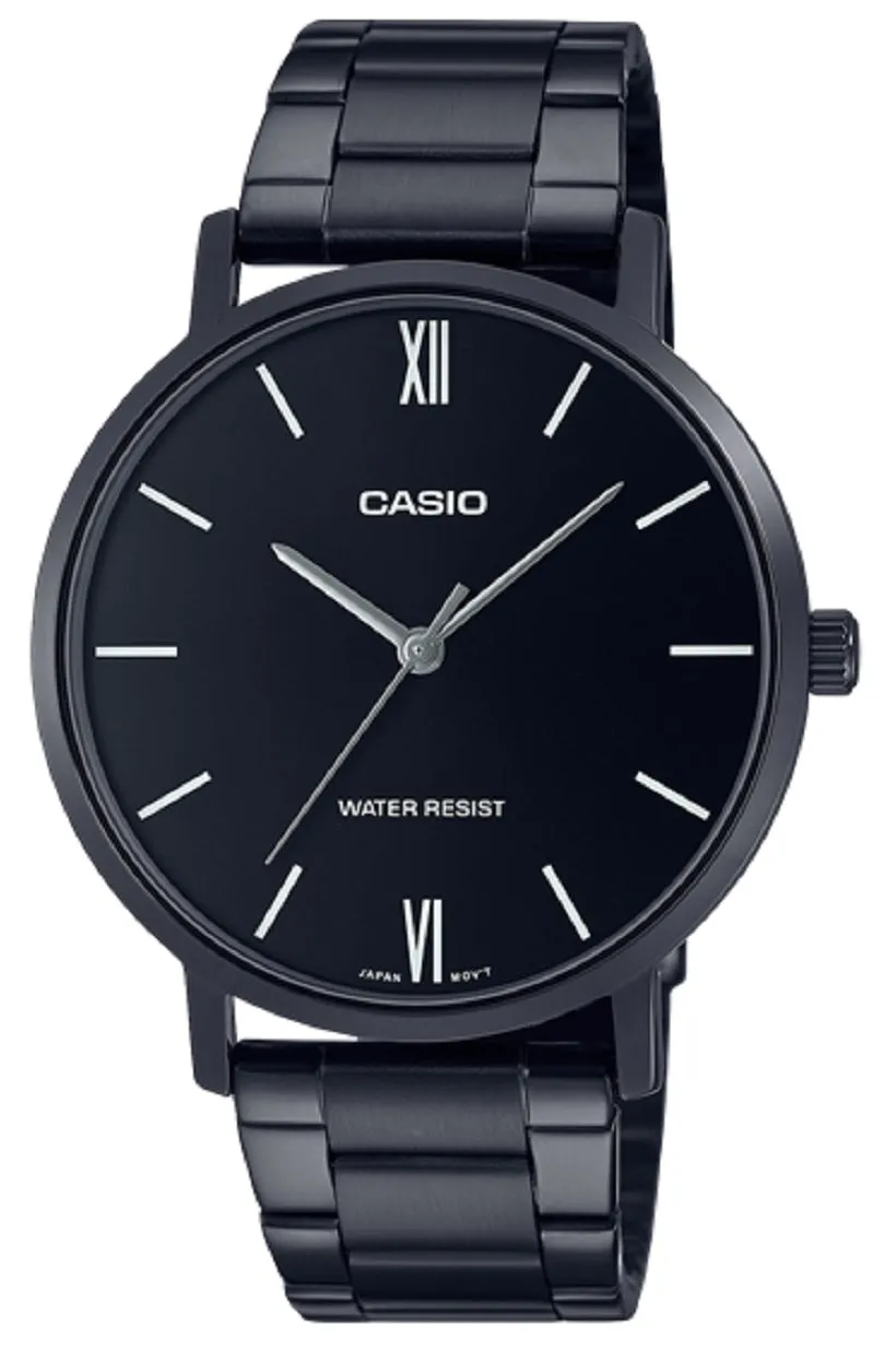 Casio MTP-VT01B-1B Black Stainless Strap for Men