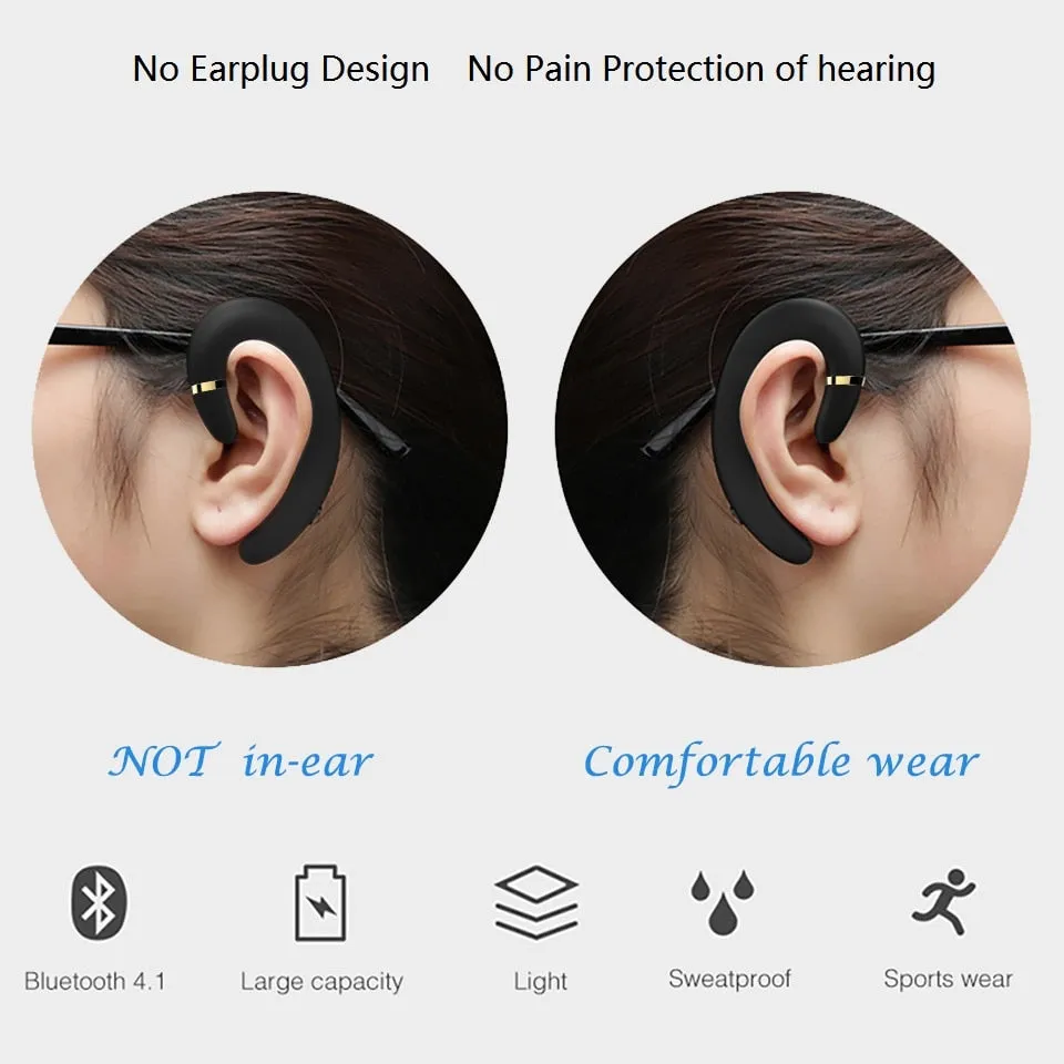 CBAOOO Bluetooth Earphone Wireless Headset Handsfree Ear Hook Waterproof Noise reduction with Mic for Android iPhone