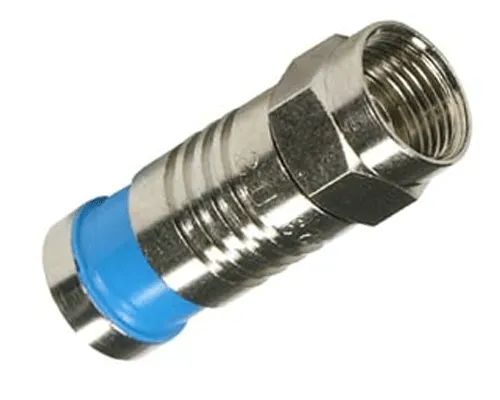 Channel Vision 2134 - RG6 Quad F-Connector - Push and Seal - Blue - Waterproof