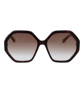 Chloe Women's Brown Geometric Sunglass