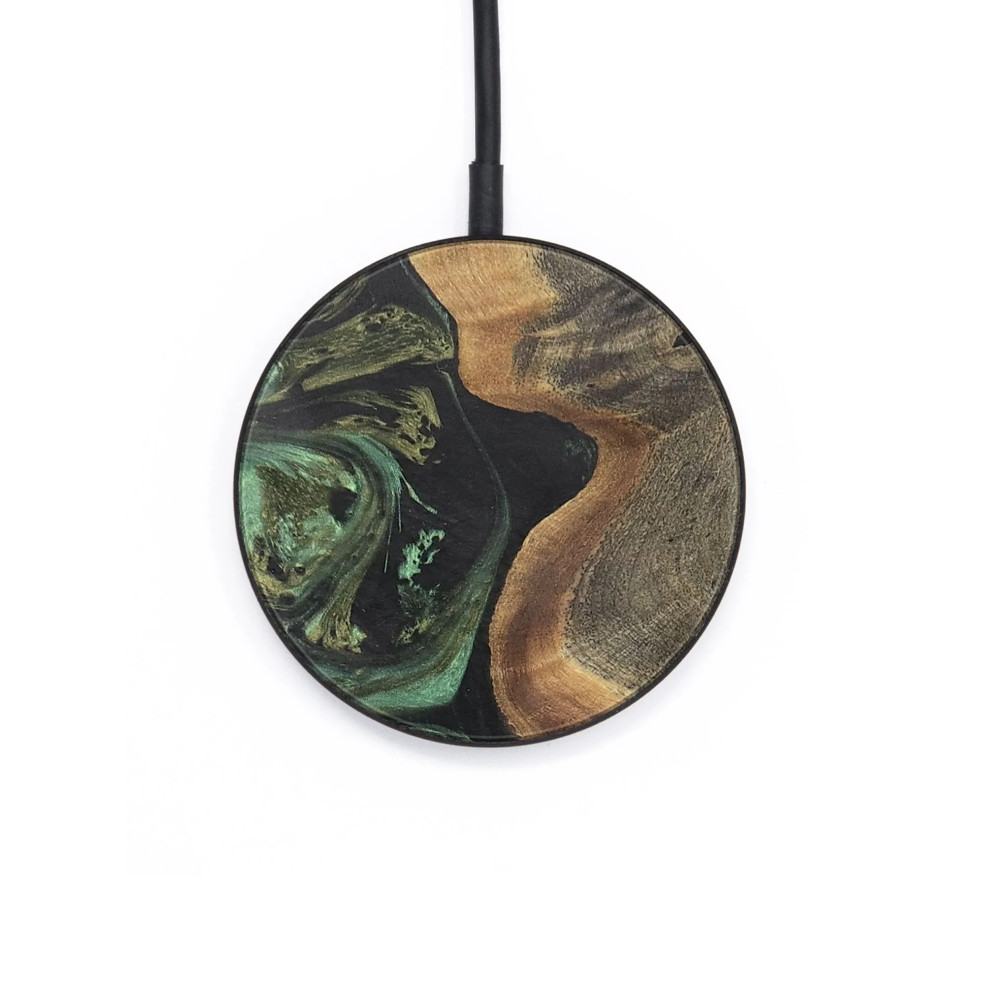 Circle Wood Resin Wireless Charger - Ann (Green, 701785)