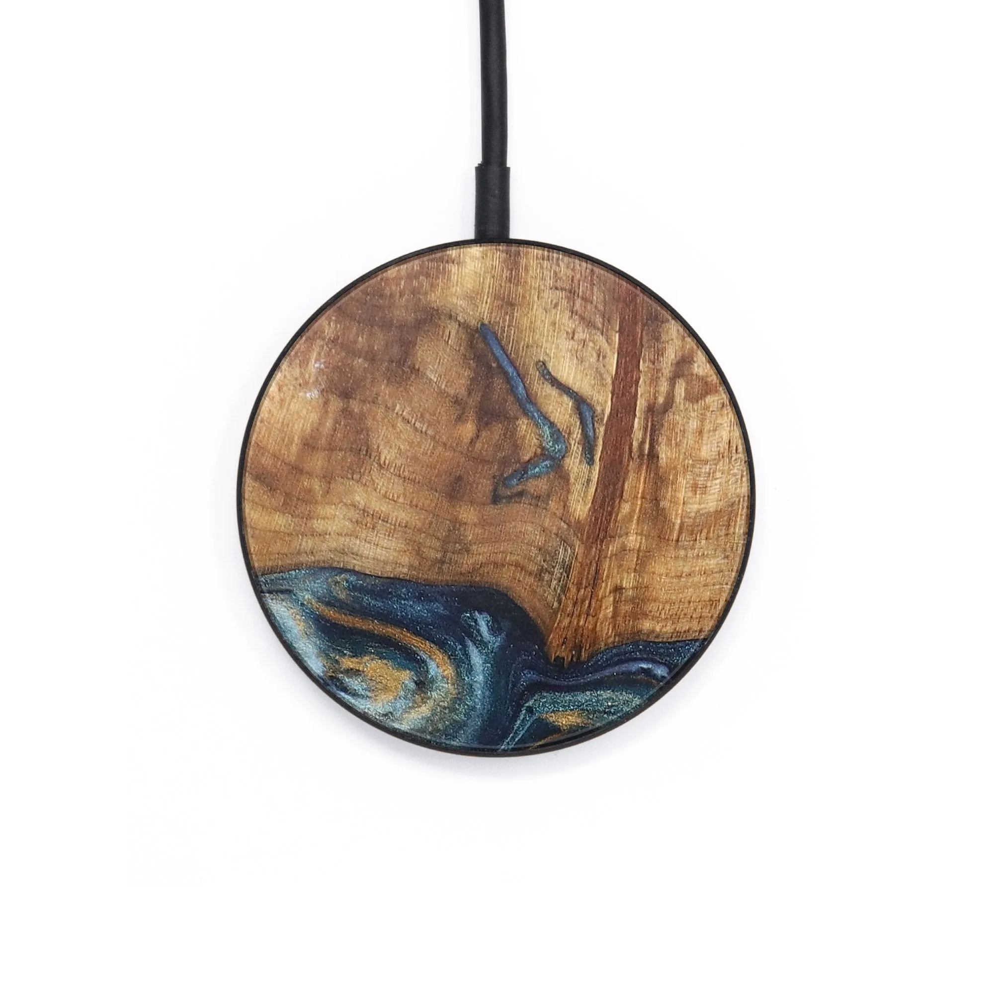 Circle Wood Resin Wireless Charger - Bonita (Teal & Gold, 704832)