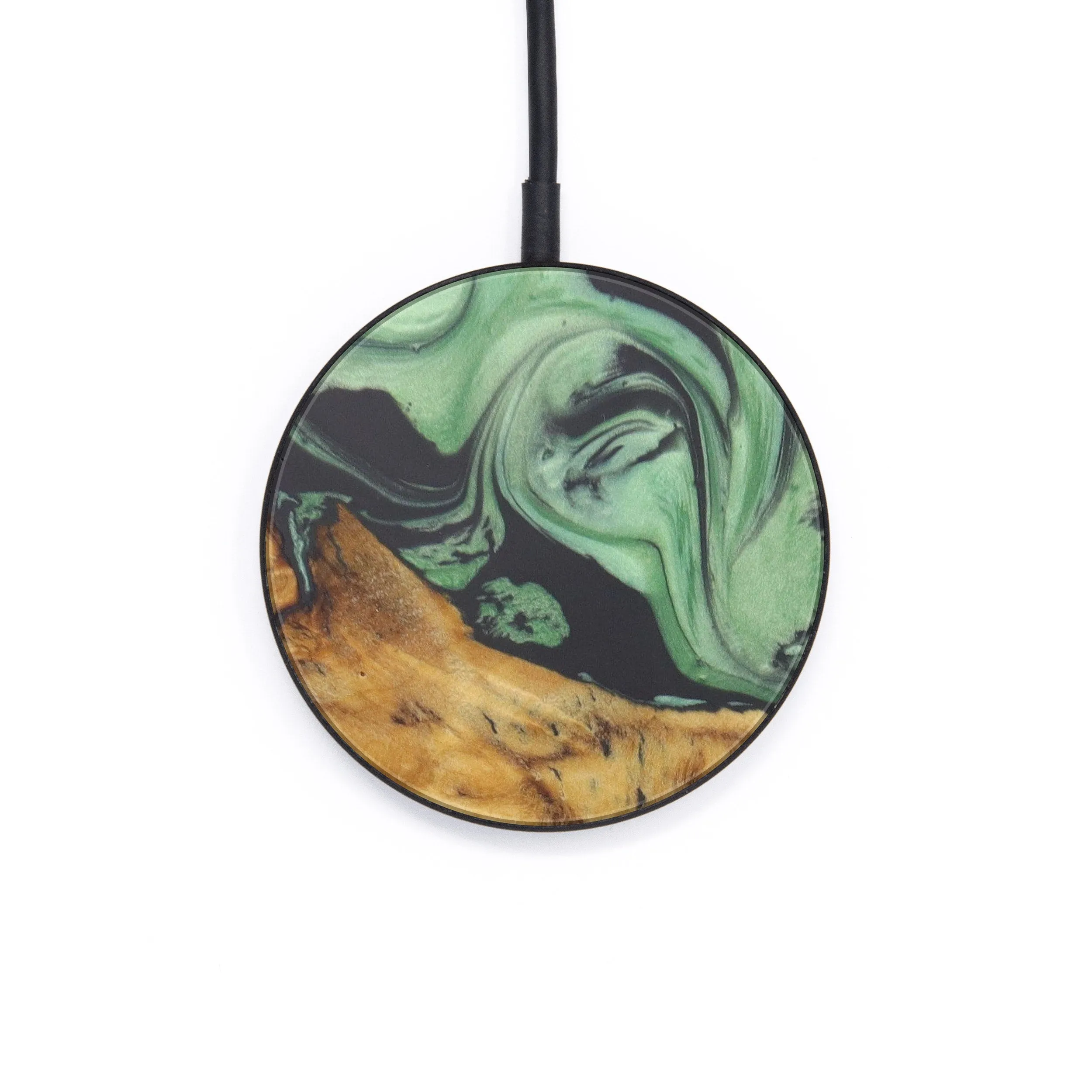 Circle Wood Resin Wireless Charger - Bria (Dark Green, 599318)