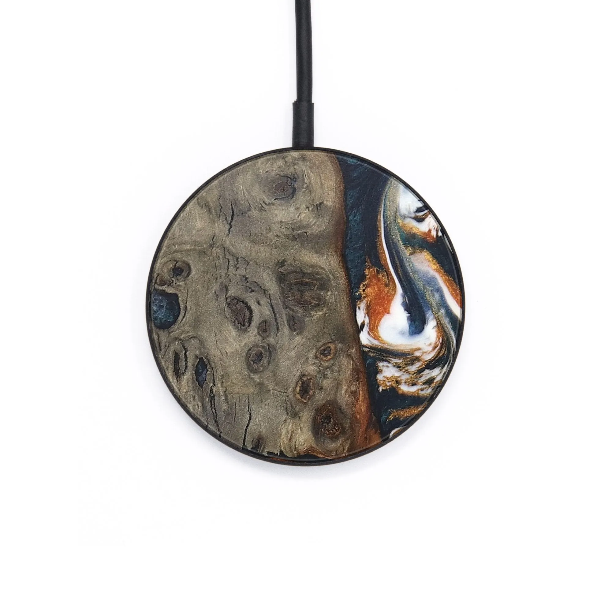 Circle Wood Resin Wireless Charger - Brielle (Black & White, 683086)