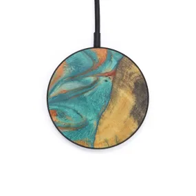 Circle Wood Resin Wireless Charger - Clarisse (Teal & Gold, 606980)