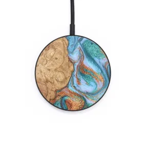 Circle Wood Resin Wireless Charger - Cora (Teal & Gold, 655179)