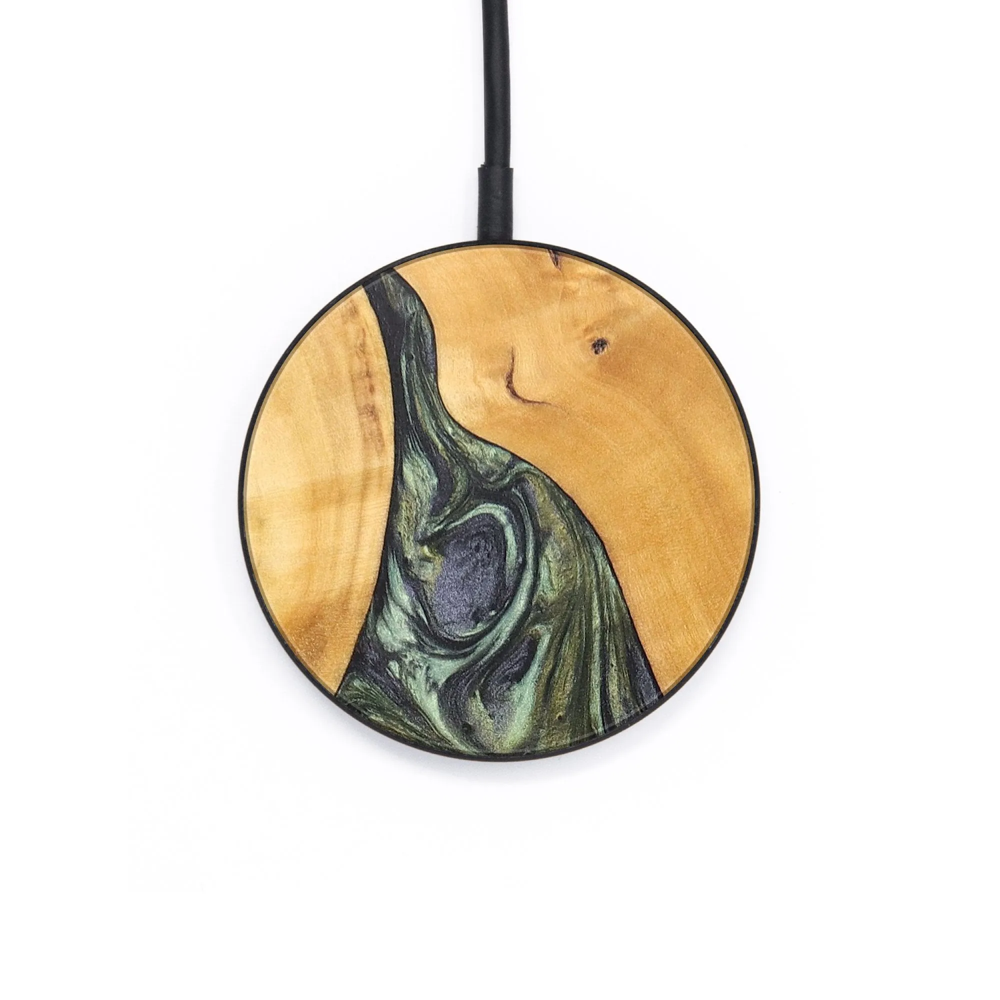 Circle Wood Resin Wireless Charger - Darryl (Green, 696212)