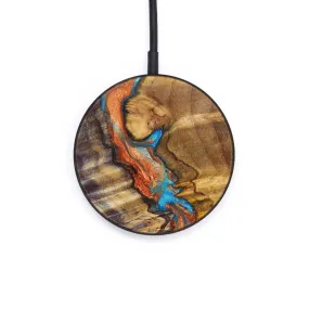 Circle Wood Resin Wireless Charger - Dave (Teal & Gold, 637543)