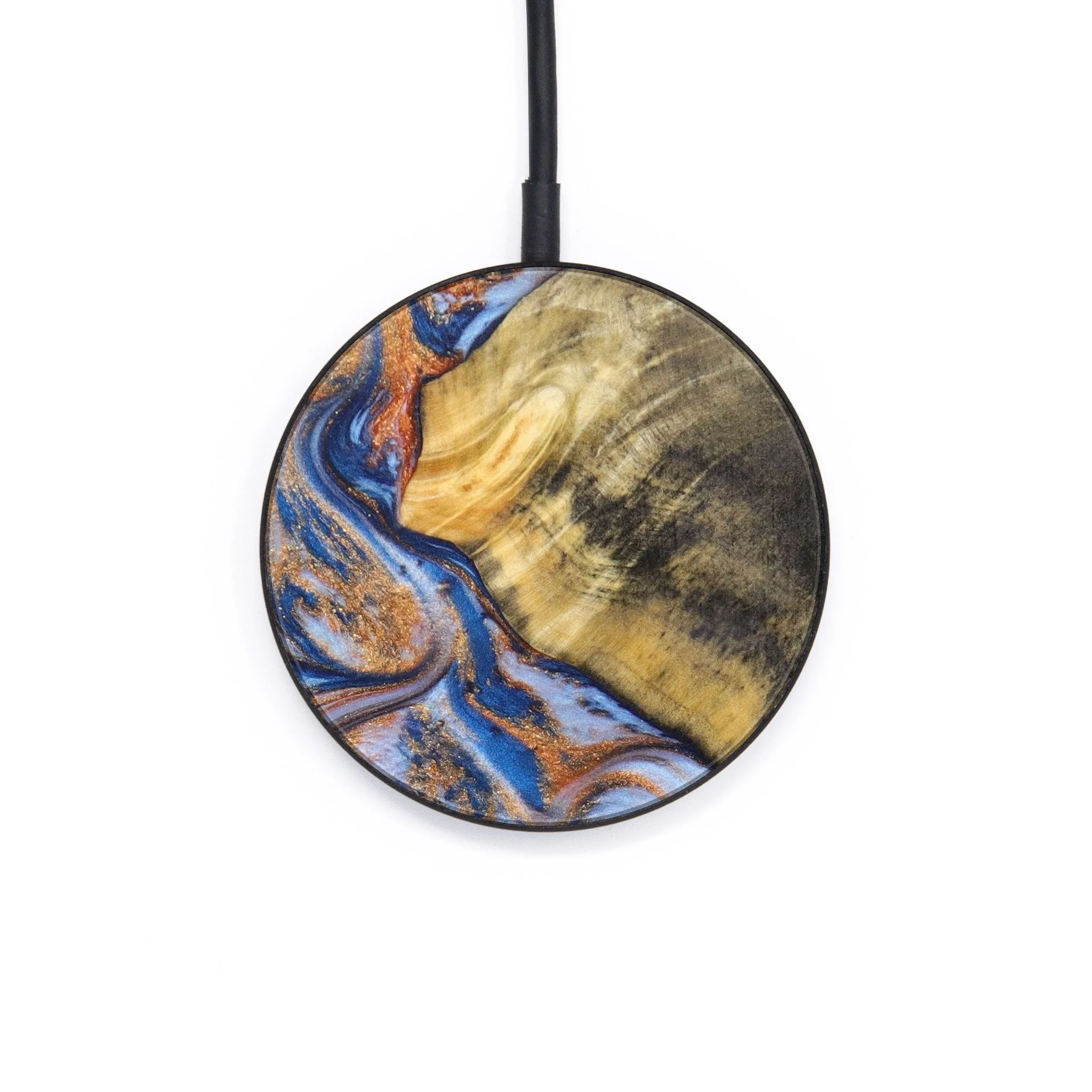 Circle Wood Resin Wireless Charger - Diamond (Teal & Gold, 640151)