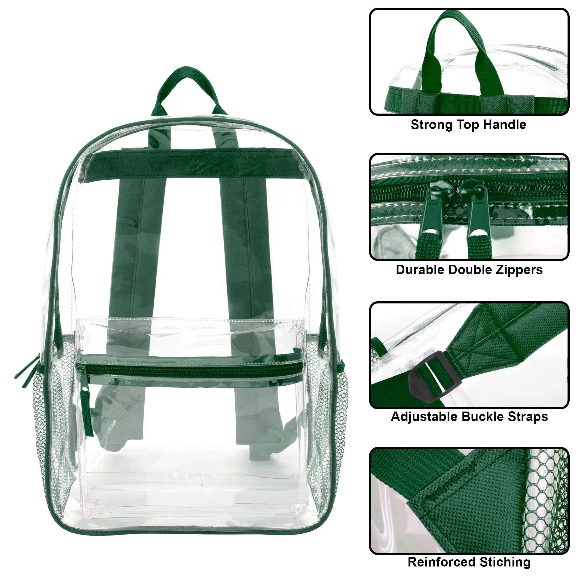 Classic 17 Inch Clear Backpack - Green