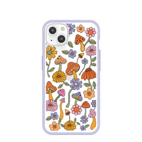 Clear Shrooms and Blooms iPhone 13 Case With Lavender Ridge