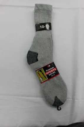 cotton plus men's grey premium crew socks Case of 240