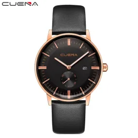 CUENA Fashion Mens Wristwatch with Leather Strap