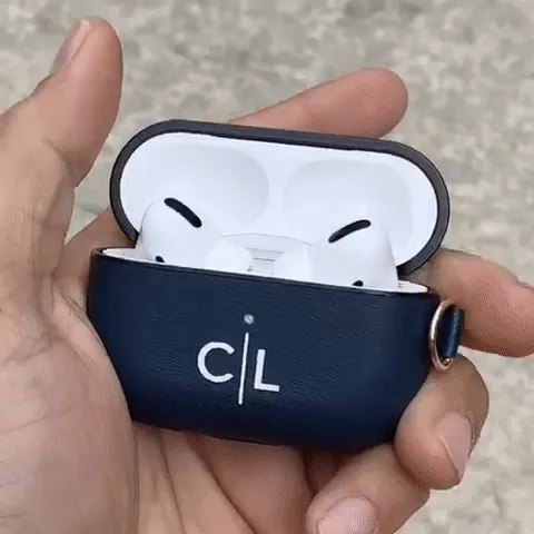 Custom AirPods Pro Leather Case with Side Keychain Strap-Custom AirPods Pro Case