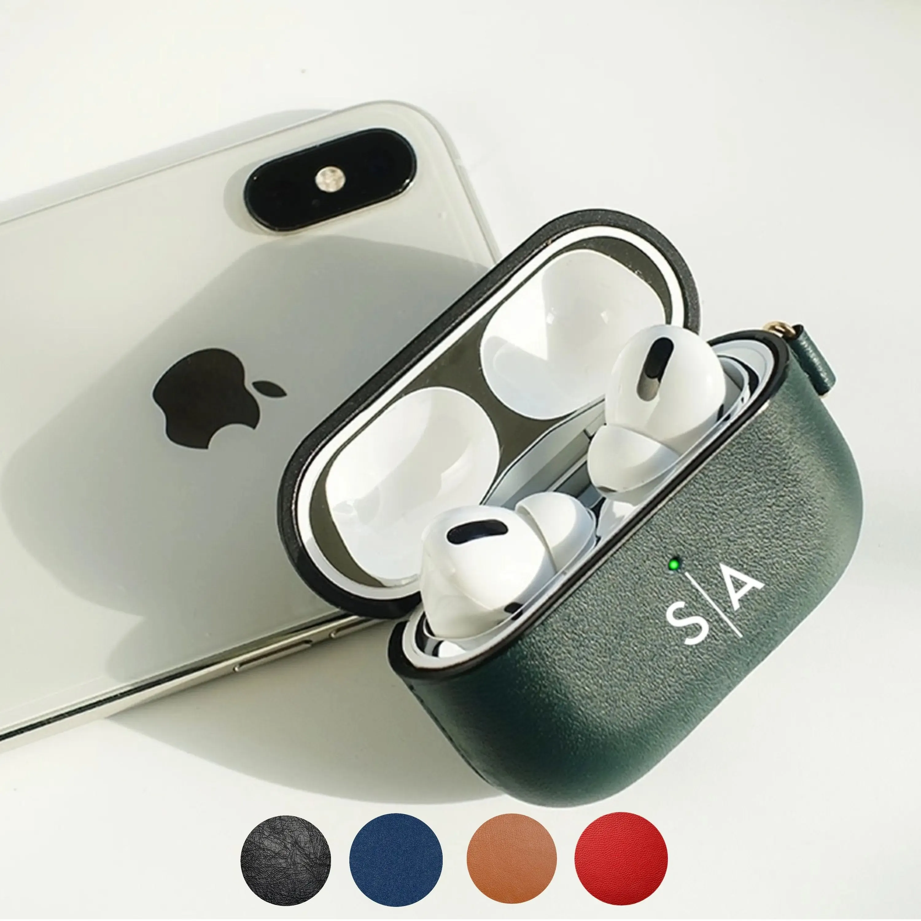 Custom AirPods Pro Leather Case with Side Keychain Strap-Custom AirPods Pro Case